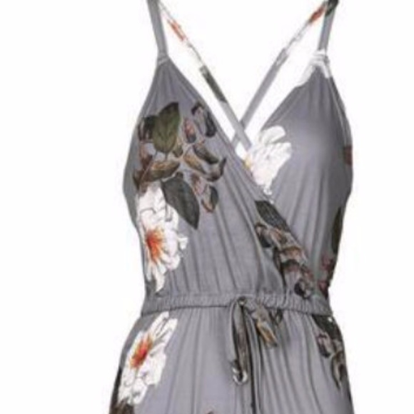 New Gray Floral Jumpsuit Romper Printed Dress - Picture 2 of 2